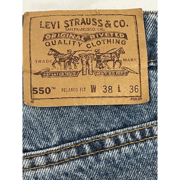 Levi 550 Vintage Mens Blue Jeans Orange Tab 38x36 Measuring A‎ 32 See Photos - Picture 9 of 9